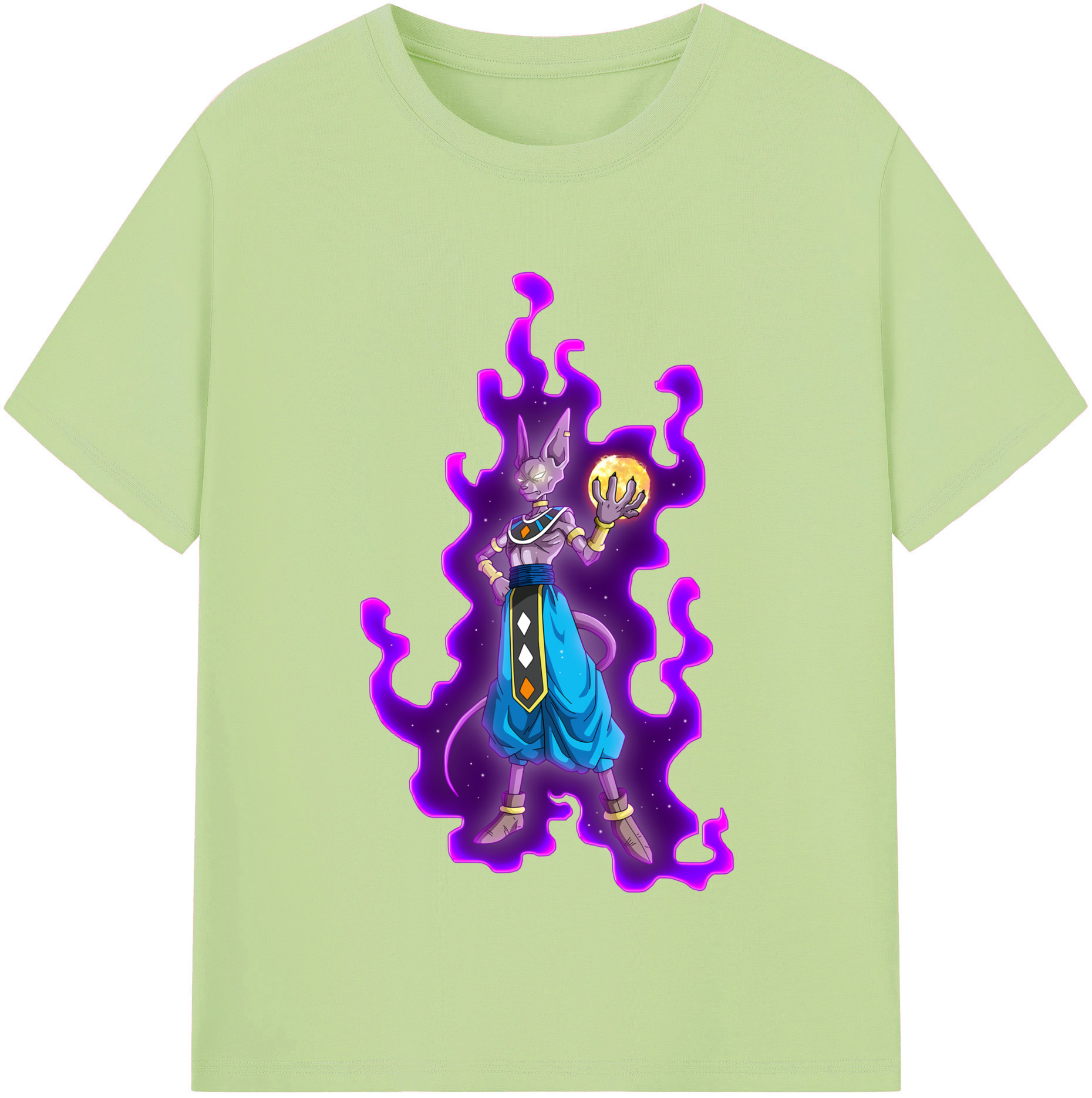 （画像用） ドラゴンボール ビルス 破壊神ビルス DRAGON BALL Beerus Birusu 綿100％半袖Tシャツ（フロントプリント）